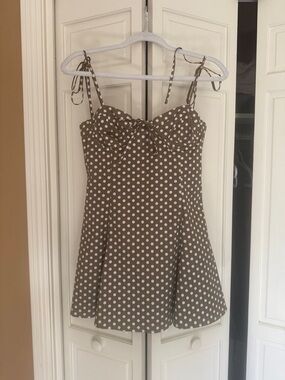 MAJORELLE Brown Polka Dot Sundress with White Dots